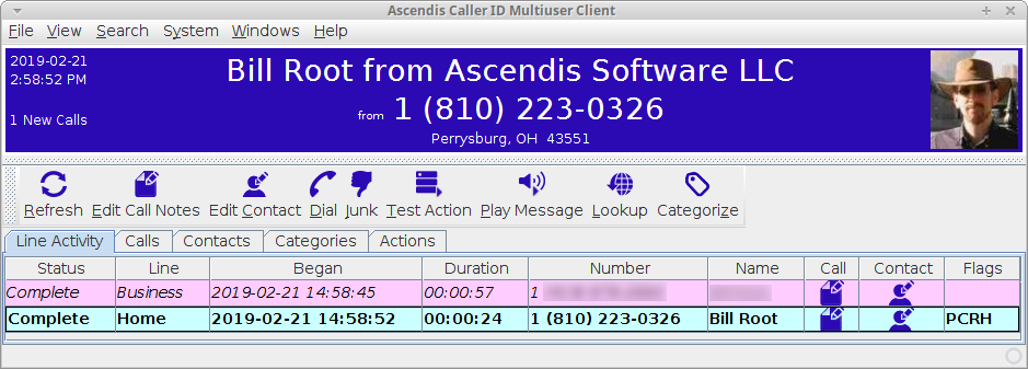 Ascendis Caller ID Multiuser Screenshot Image